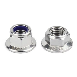หัวน็อต ตัวเมีย ล็อค ไนลอน ติดแหวน สแตนเลส 304 เกลียวมิล หยาบ M8 M10 M12 / Flange Nylon Insert Nut