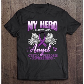 เสื้อยืด พิมพ์ลาย My Hero Is Now My Angel Cystic Fibrosis Pulmonologist เหมาะกับของขวัญ สําหรับผู้ชาย