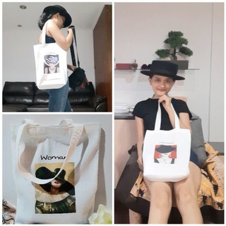 Sale!!!🔥กระเป๋าผ้า tote bag สกรีนลายวินเทจ 7 ลาย หูยาว สะพายไหล่ได้