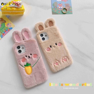 Samsung Galaxy J8 J6 A8+ A8 Plus 2018 J2 Grand Prime M42 F62 M62 M80s M51 M31 Prime M31s M30s M21 M12 M11 M10 M01 Phone Case Hairy Plush Carrot Rabbit Winter Warm Cute Cartoon Pink Soft TPU Casing Cases Case Cover