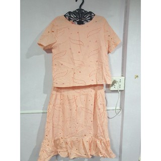 ชุดเซ็ทสาวอวบสีโอโรสสวยๆ ไซด์2xl