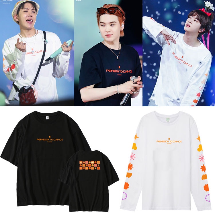 2022 ใหม่ KPOP BANGTAN ผ้าฝ้ายเสื้อยืด PERMISSION TO DANCE JUNGKOOK V เดียวกันเสื้อแขนสั้นสำหรับผู้ชายและผู้หญิง PLUS ขนาดสไตล์เกาหลีหลวมแฟชั่น Street ครึ่งแขน TEE TOP