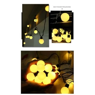 ปิงปอง 3cm 20หัว6ม 2.3cm 50หัว 8เมตร ไฟตกแต่ง ไฟลูกแก้ว LED 1.8cm 40หัว6ม ไฟตกแต่งสวน กลางแจ้ง ไฟเส้นอัจฉริยะ ทนแดด ทนฝน