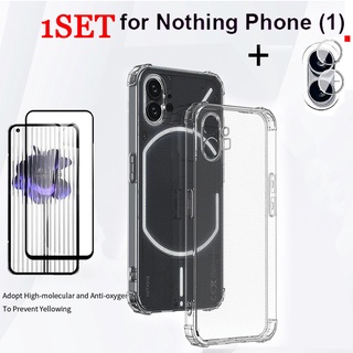 1Set Air-bag Soft Cover Clear Case + Screen tempered Glass + Camera Film Protector For Nothing Phone 1 One Phone1 (1) 6.55 inch