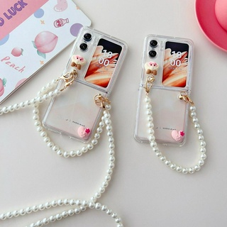 เคสโทรศัพท์มือถือแบบนิ่ม TPU ใส บางมาก พร้อมสร้อยข้อมือ สําหรับ OPPO Find N2 FLIP