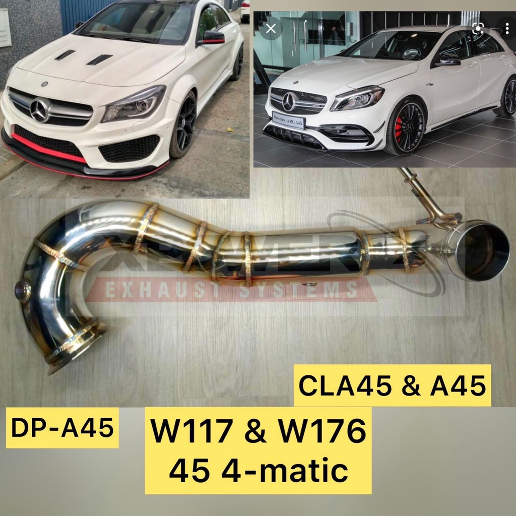 Mercedes Benz A45 CLA45 Extractor Downpipe/ท่อไอเสียท่อหน้าสแตนเลสW176 W117 (Gredสูง)