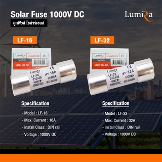 ฟิวส์โซล่าเซลล์ DC1000V ฟิวส์หลอด Solar Fuse 1000V DC (บรรจุ 10ชิ้น)