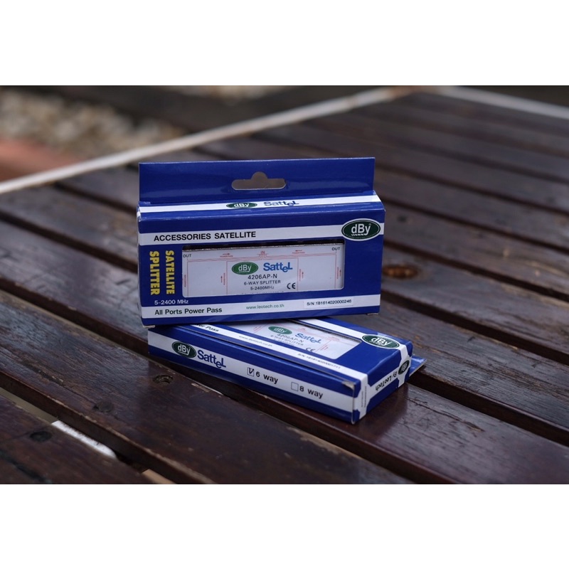 Splitter ขยายสัญญาณดิจิตอล 6 ทาง dBy (น้ำเงิน) 1 x 6 Satellite All Port Power Pass 6way รองรับทีวีดิ