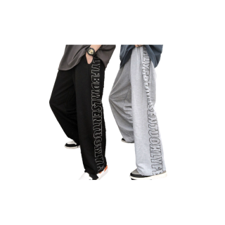 KSA กางเกงขายาวใส่ได้หญิงชาย กางเกงเอวสูงทรงกระบอก กางเกงทรงหลวมเอวยางยืดไตล์เกาหลีแฟชั่น สตรีท ฮิปฮอป คู่รักXXL