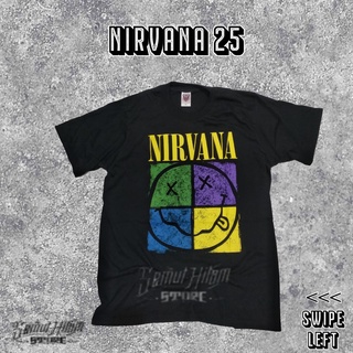 เสื้อยืดผ้าฝ้ายพิมพ์ลายแฟชั่น เสื้อยืด พิมพ์ลาย Nirvana SMILEY RAINBOW Builtup Music Band Grunge Rebel Scene สําหรับผู้ช