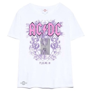 Acdc เสื้อยืดสีขาว - PLUG ME IN / acdc เสื้อยืด / วินเทจ