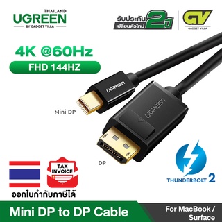 UGREEN สาย Mini DP to DP รองรับ 4K 60Hz และ FHD 144Hz Cable Mini Displayport Thunderbolt to Displayport รุ่น MD105