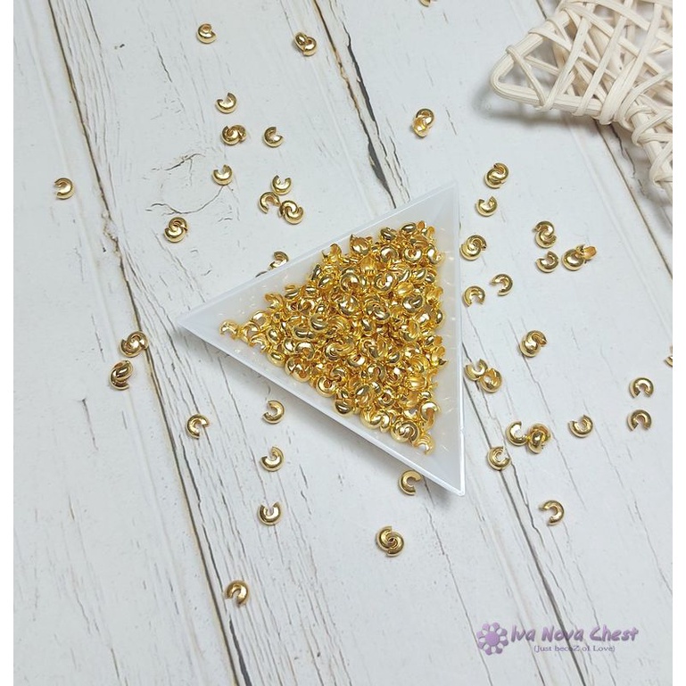 60 ชิ้น Crimp ลูกปัด 4 มม.ทอง DIY Jewellery ทํา End เคล็ดลับ Stopper ลูกปัด