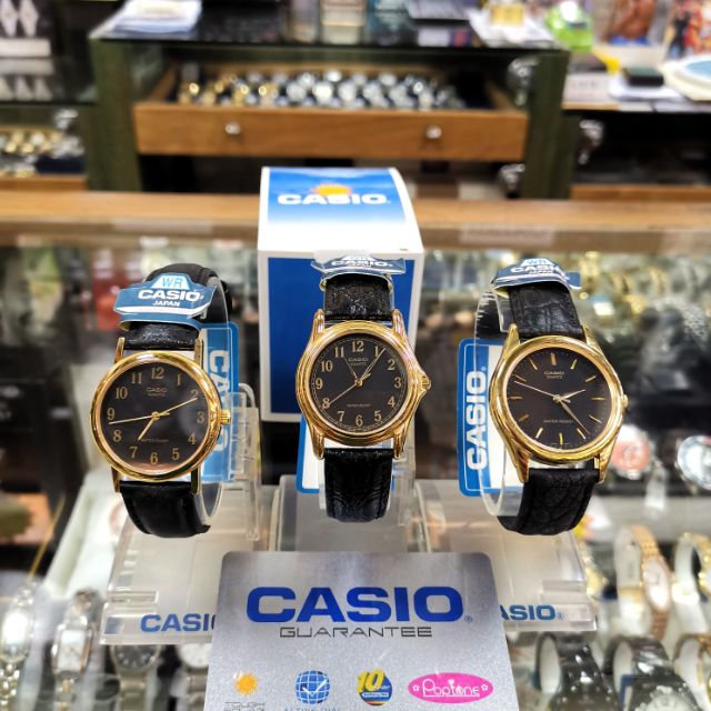 นาฬิกา Casio​ รุ่น MTP-1093,1095,1096 เรือนทอง สายหนังดำ กันน้ำ