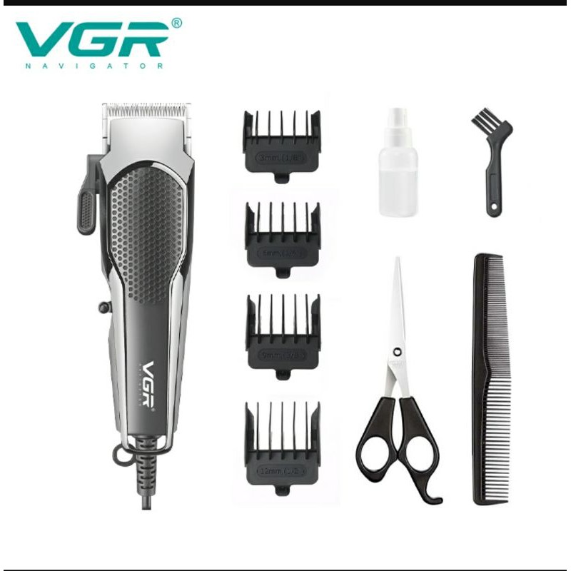 VGR Professional Hair Clipper V-130 ปัตตาเลี่ยนตัดผมแบบมีสายพร้อมกรรไกร