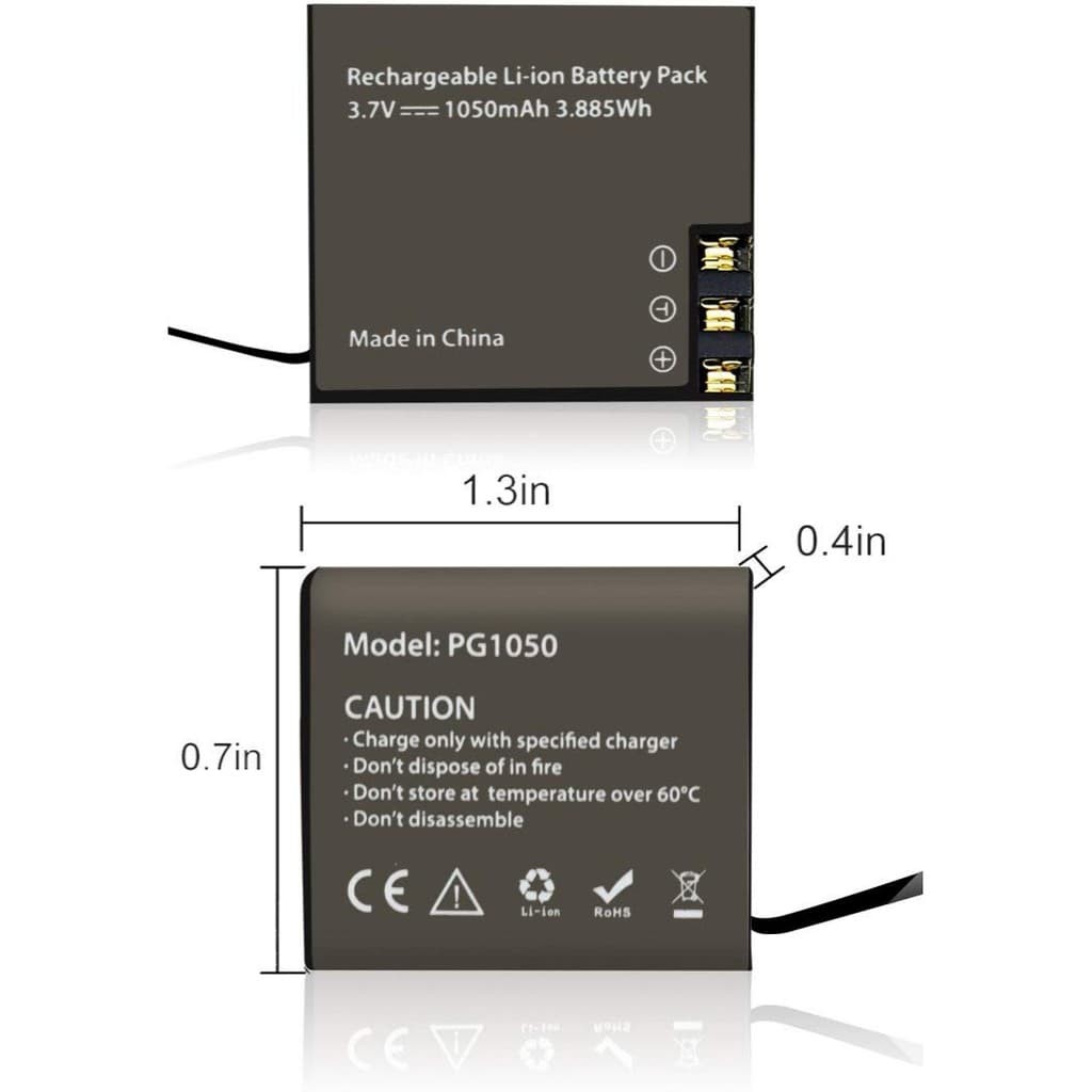 แบตแท้ EKEN รุ่น PG1050 ความจุ : 1050mAh. ใช้สำหรับ EKEN รุ่น H9R/H9R Plus / Actioa Cam