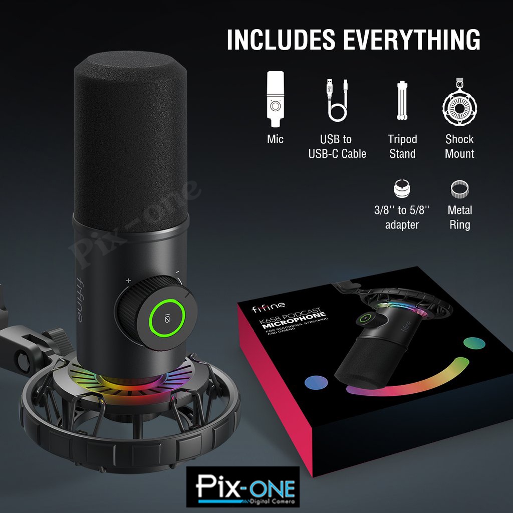 FIFINE K658 USB DYNAMIC MICROPHONE WITH RGB รับประกันศูนย์ Shopee