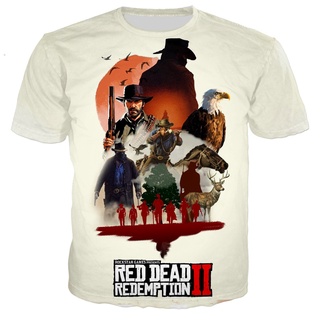 เสื้อยืดลําลอง พิมพ์ลายเกม Red Dead Redemption 3 มิติ สไตล์ฮาราจูกุ แฟชั่นใหม่ สําหรับผู้ชาย