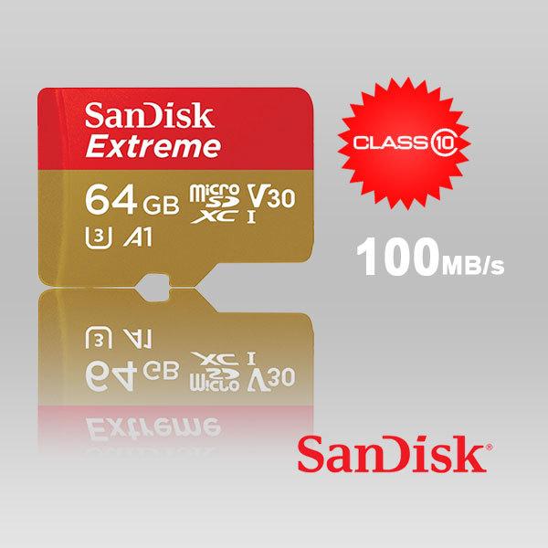 (ลดราคาพิเศษ) Sandisk Extreme MicroSDHC Class10 U3 A1 V30 Memory Card, 64GB (100 MB/s)