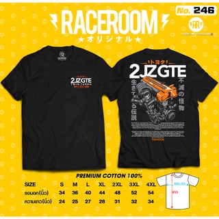 RACEROOM เสื้อยืดคอกลม สีดำ ไม่ย้วย Cotton100 2JGTE-246