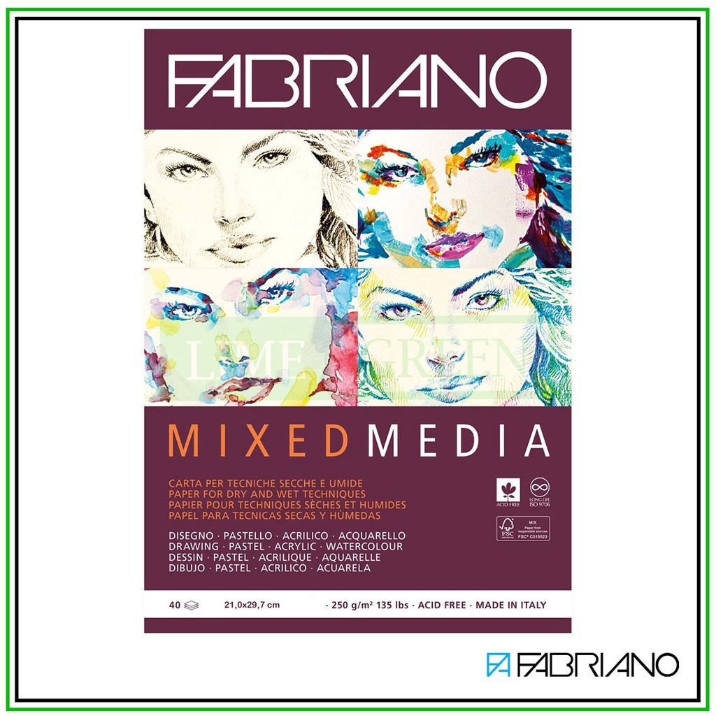 กระดาษวาดภาพดินสอสีพิเศษ Fabriano A4 250 แกรม (40 แผ่น)