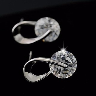 ต่างหู ต่างหูเงิน เพชร AY Earring -s28- SILVER