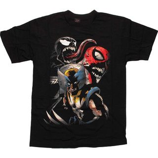 [S-5XL]เสื้อยืดพิมพ์ลาย Spiderman Marvel Zombie Venom and Wolverine แฟชั่นสตรี