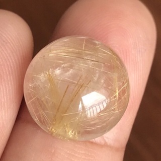 10.77 CT. พลอยไหมทองแอฟริกา NATURAL COLORLESS RUTILATED QUARTZ AFRICA ROUND CABOCHON