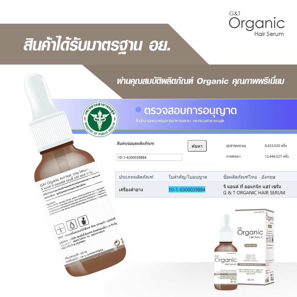 ลดผมร่วงเพิ่มผมใหม่3เท่า เซรั่มปลูกผม G&TOrganic Hair Serum เซรั่มบำรุงผมสูตรออร์แกนิคด้วยสารสกัดจากสมุนไพรธรรมชาติ30 ml - รูปที่ 7