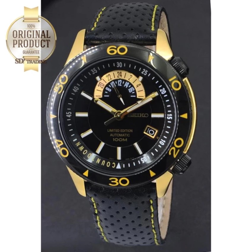 SEIKO Supreior Limited Edition นาฬิกาข้อมือผู้ชาย สายหนัง รุ่น SSA188K1 - สีทอง/สีดำ