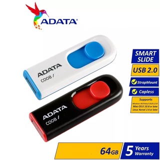 ADATA USB 2.0 Flash Drive 64GB C008 Classic ของแท้ 100%, รับประกัน 5 ปี, ออกใบกำกับภาษีได้