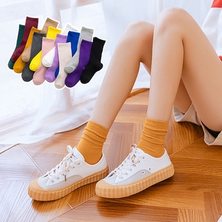 1Pair Fashion Women Cotton Daisy Embroidery Socks/Candy Color Cotton Breathable Cute Mid Tube Casual Knitted Harajuku Soft Sock