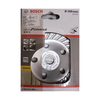 Bosch ถ้วยขัดเพชร ใบขัดลูกหมู แผ่นขัดคอนกรีต สำหรับ เจียร ขัด ปูน ขนาด 4 นิ้ว 100มม. EXPERT FOR UNIVERSAL (2608603606)