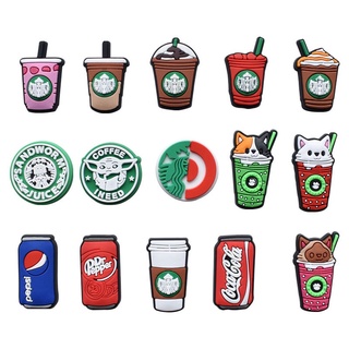 Starbucks Cola jibbitz Crocs หัวเข็มขัดรองเท้า ลายดอกไม้ คุณภาพสูง #Cod