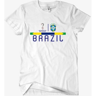 เสื้อยืดคอกลมเสื้อยืด พิมพ์ลาย Fifa World Cup Qat_ar 2022 BRAZIL World Cup สําหรับผู้ชายS-4XL