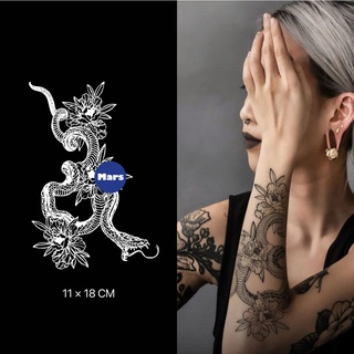 【Mars Tattoo Shop】ใหม่ สติกเกอร์รอยสักชั่วคราว ลายงู กึ่งถาวร ติดทนนาน 2 สัปดาห์ D115