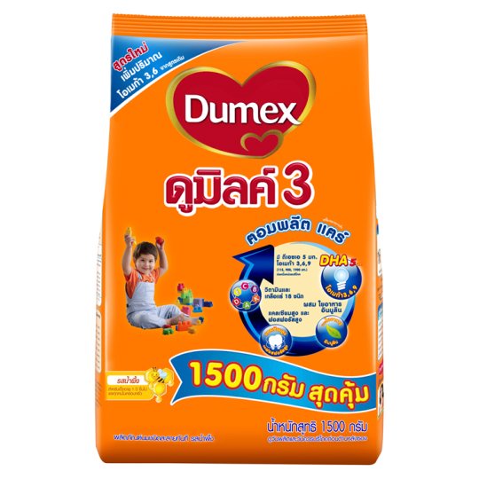 ราคาพิเศษ!! ดูเม็กซ์ ดูมิลค์ 3 ฅอมพลีต แฅร์ ผลิตภัณฑ์นมชนิดละลายทันที รสน้ำผึ้ง 1500กรัม Dumex Dumilk 3 Komplete Kare Ho