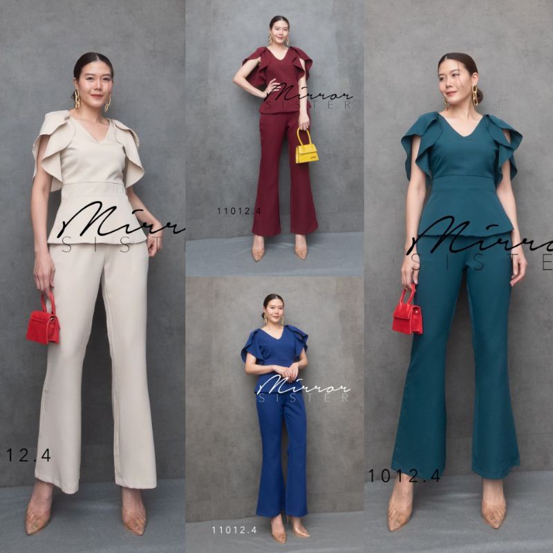 🏷️Mirrorsister #11012.4 ชุดsetเสื้อคู่กางเกงสุดปัง ชุดเซ็ตขายาว ใส่ทำงาน ออกงาน เรียบหรู