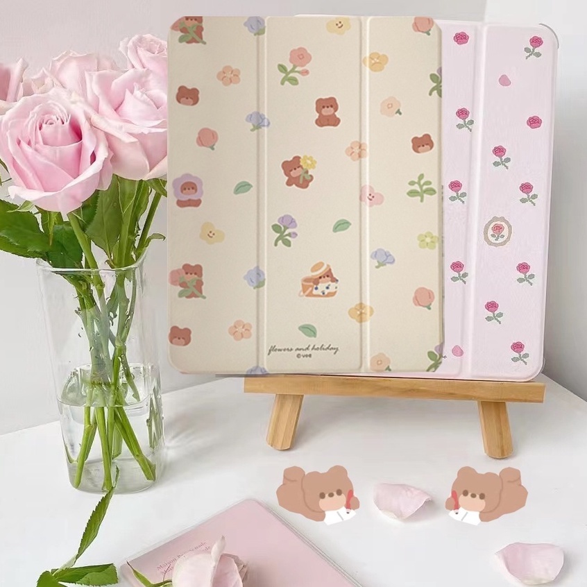 เคสไอแพด Air6 Ait7 น่ารัก หมีดอกไม้ ที่ใส่ปากกา เคส ipad Gen9 air4 case iPad Gen11 MINI7