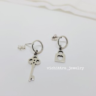 ต่างหู Key Set สไตล์เก๋ๆ เงินแท้92.5% 