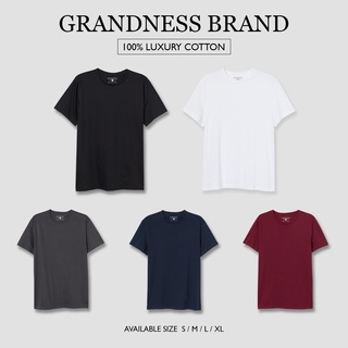 Grandness เสื้อคอกลม Luxury Cotton  รุ่น LX115-9 ( สีดำ/สีขาว/สีกรม/สีเทา/สีเลือดหมู )