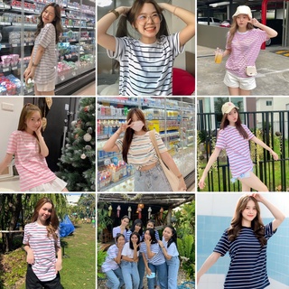 Freesizeอก38นิ้วยาว26นิ้ว ราคาโปรโมชั่น รวมลายขายดี เสื้อยืดลายทาง ลายขวาง เก็บปลายทางได้