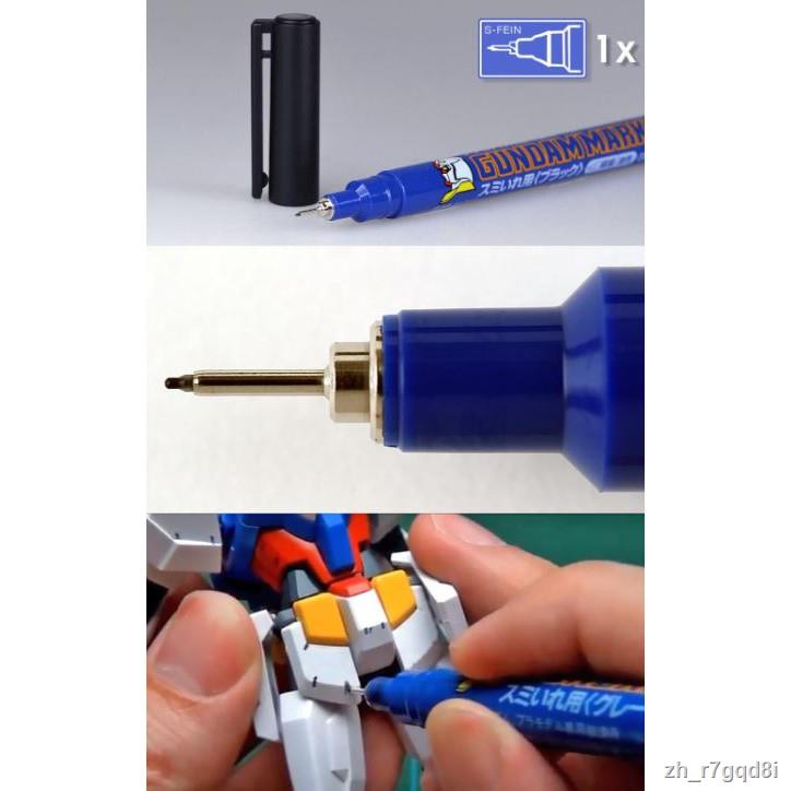 ◑✐■กันดั้มมาร์คเกอร์ ปากกาตัดเส้น หัวเข็มสี ดำ Creos Gundam Marker GM01 Black 0.3 mm - กันดั้ม กันพลา Gundam Gunpla NJ S