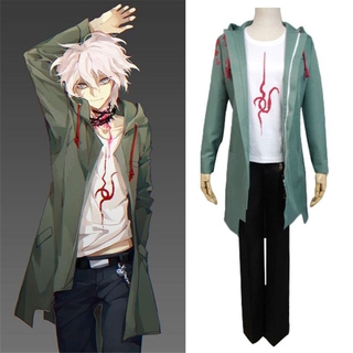 Super Danganronpa 2 Komaeda Nagito ชุดเครื่องแต่งกายคอสเพลย์เสื้อแจ็คเก็ตกางเกงวิกผม