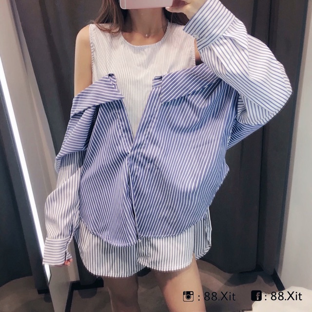 Strapless striped shirt