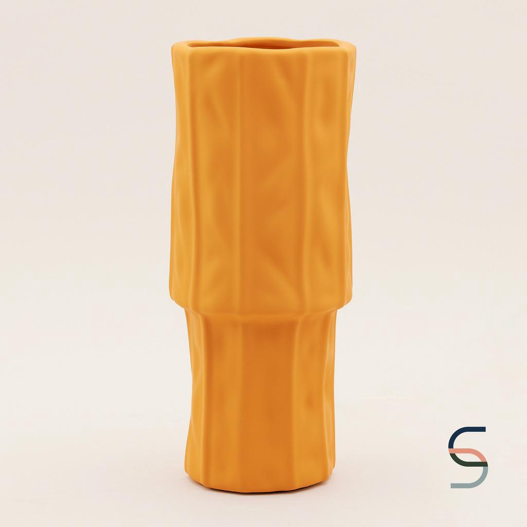 SARABARN Morandi Glazed Table Vase | แจกันเซรามิก ทรงสูง สีเหลืองเข้ม