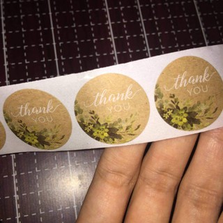 แบ่งขาย 40ดวง สติ๊กเกอร์ ขอบคุณ กระดาษคราฟท์ Thank You Sticker Craft Sticker ติด แพคเกจ ของชำร่วย การ์ด ป้ายสติกเกอร์