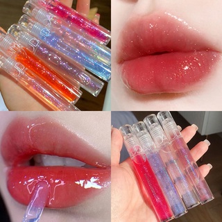ลิปกระจกกระจก ให้ความชุ่มชื้น แวววาว ลิปสติกแก้วใส ลิปกลอส