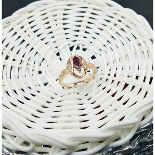 แหวนสีทองพิ้งโกลด์ 18k ประดับเพชรสีโกเมนลายดีไซน์สวย น่ารักมากๆ ขนาดไซส์ 7.5 US นิ้ว N1066