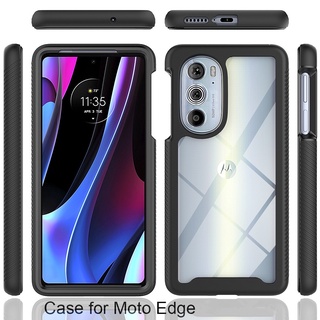 Full Body Double Protective Phone Case For Motorola One Fusion Edge 20 30 Pro Plus G Power 2022 G71 G51 G41 G31 G200 G100 G60 G60S G50 G30 G20 G10 E20 Luxury Hybrid Armor Soft Edge Silicone Hard Transparent Back Cover